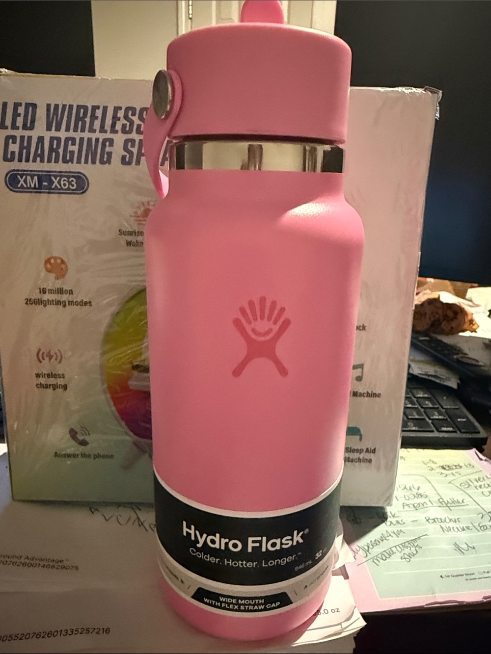 Hydro Flask Wide Mouth Straw Cap Bottle - Pink